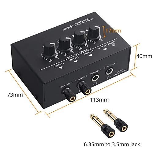 4 Channel Portable Stereo Headphone Amplifier - 4 Volume Controls 12V