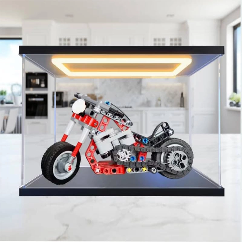 Clear Acrylic Display Case (42132) - Wood Bottom+top Light 20x10x15cm
