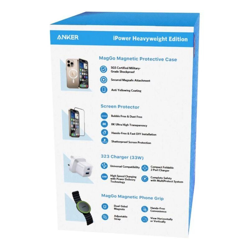 33W Charger - iPhone 16 Pro Max + Screen Protector + Clear Case + Grip