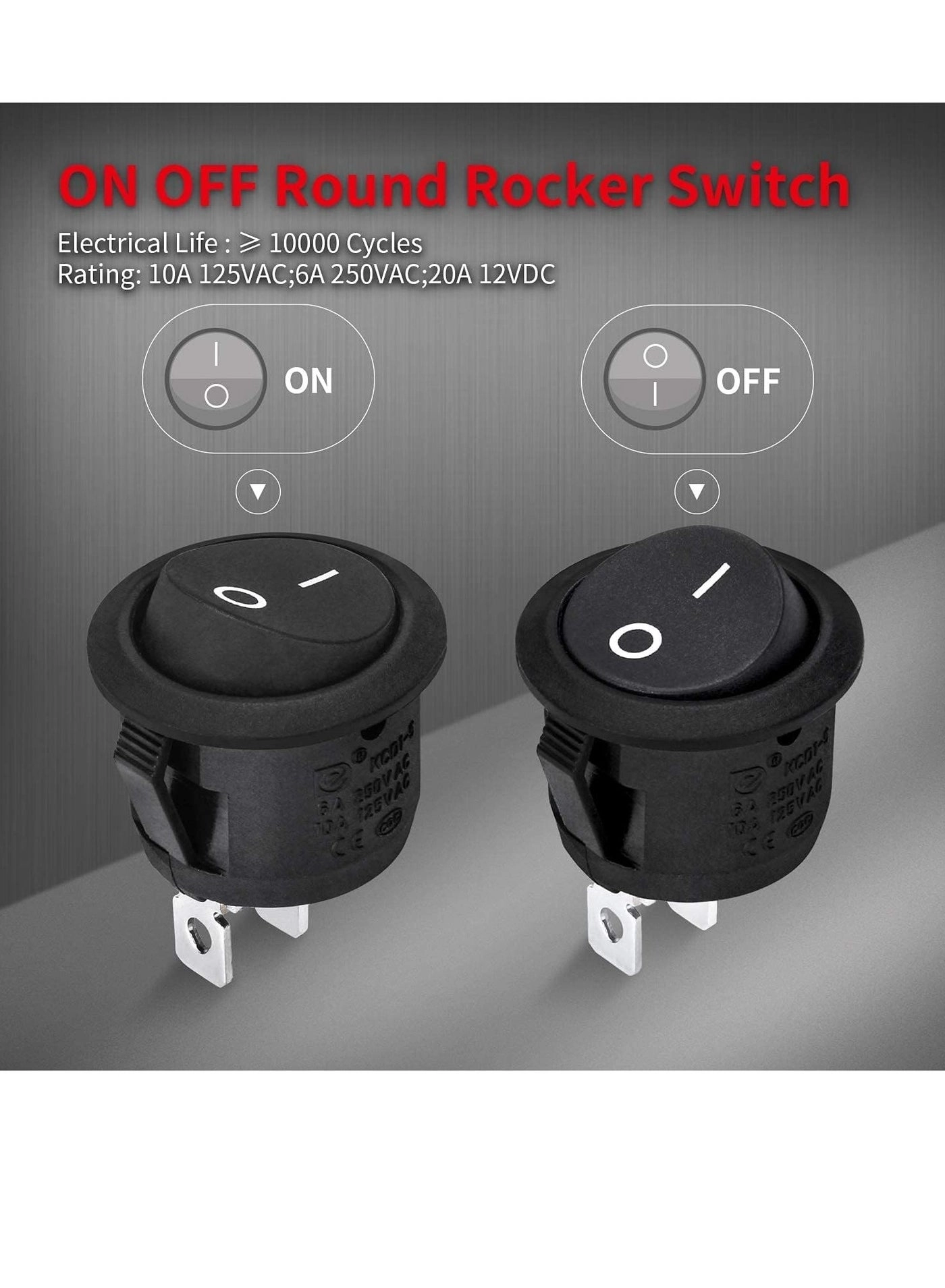 KCD1 Mini Round Rocker Switch - 10 pcs