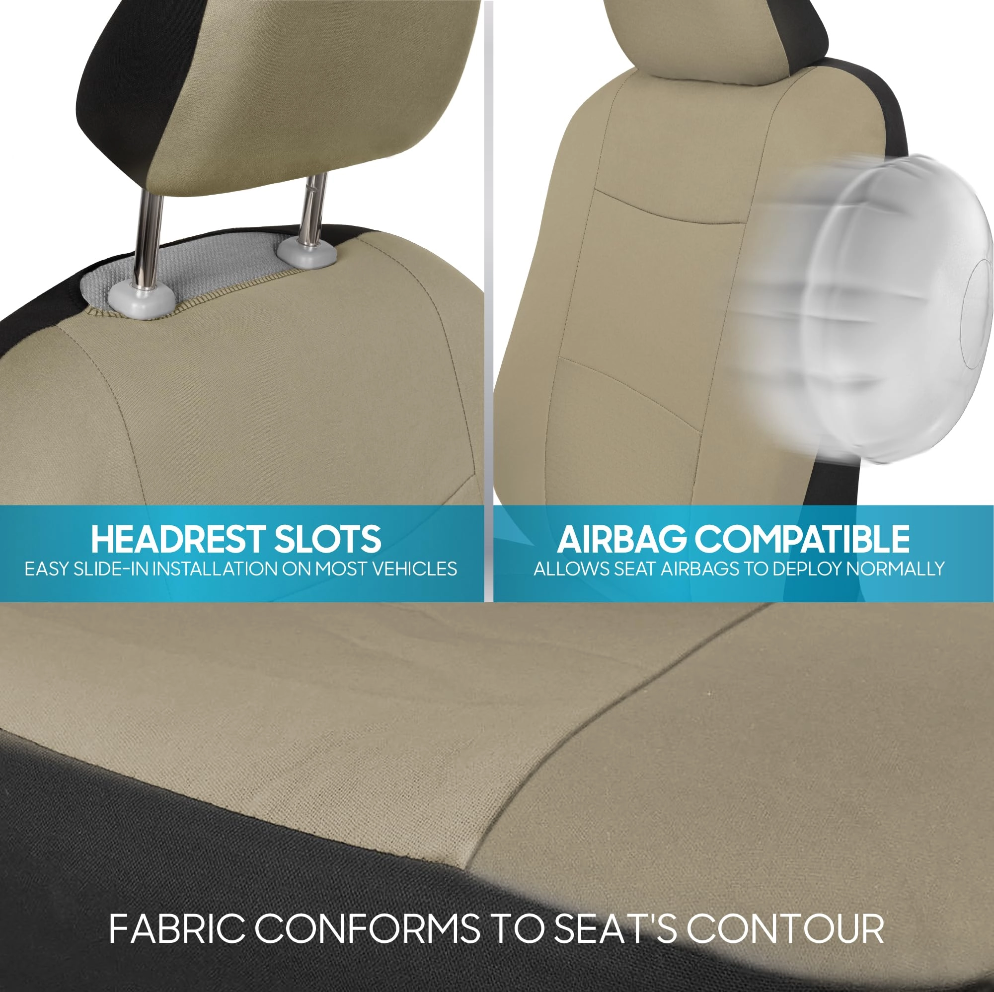 PolyPro Car Seat Covers - Solid Beige Universal Fit