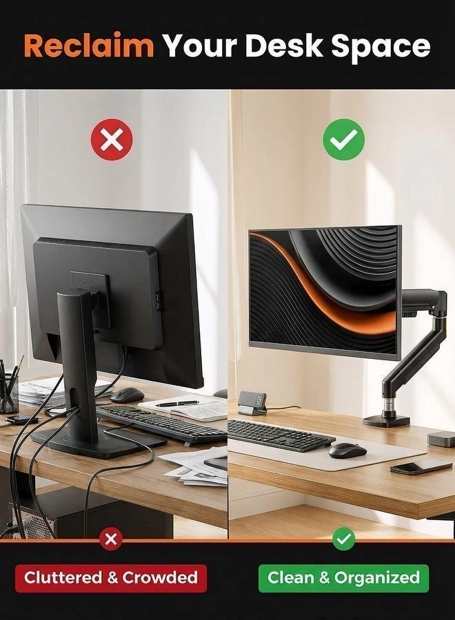 Desktop display single arm bracket - 13-34 inch 75x75/100x100mm