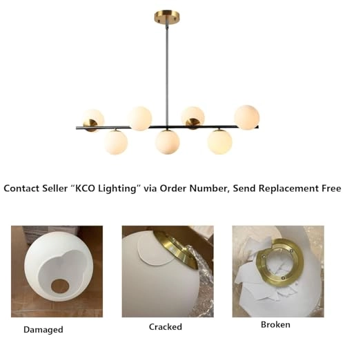 7-Light Glass globe chandelier - 43.3(110cm)