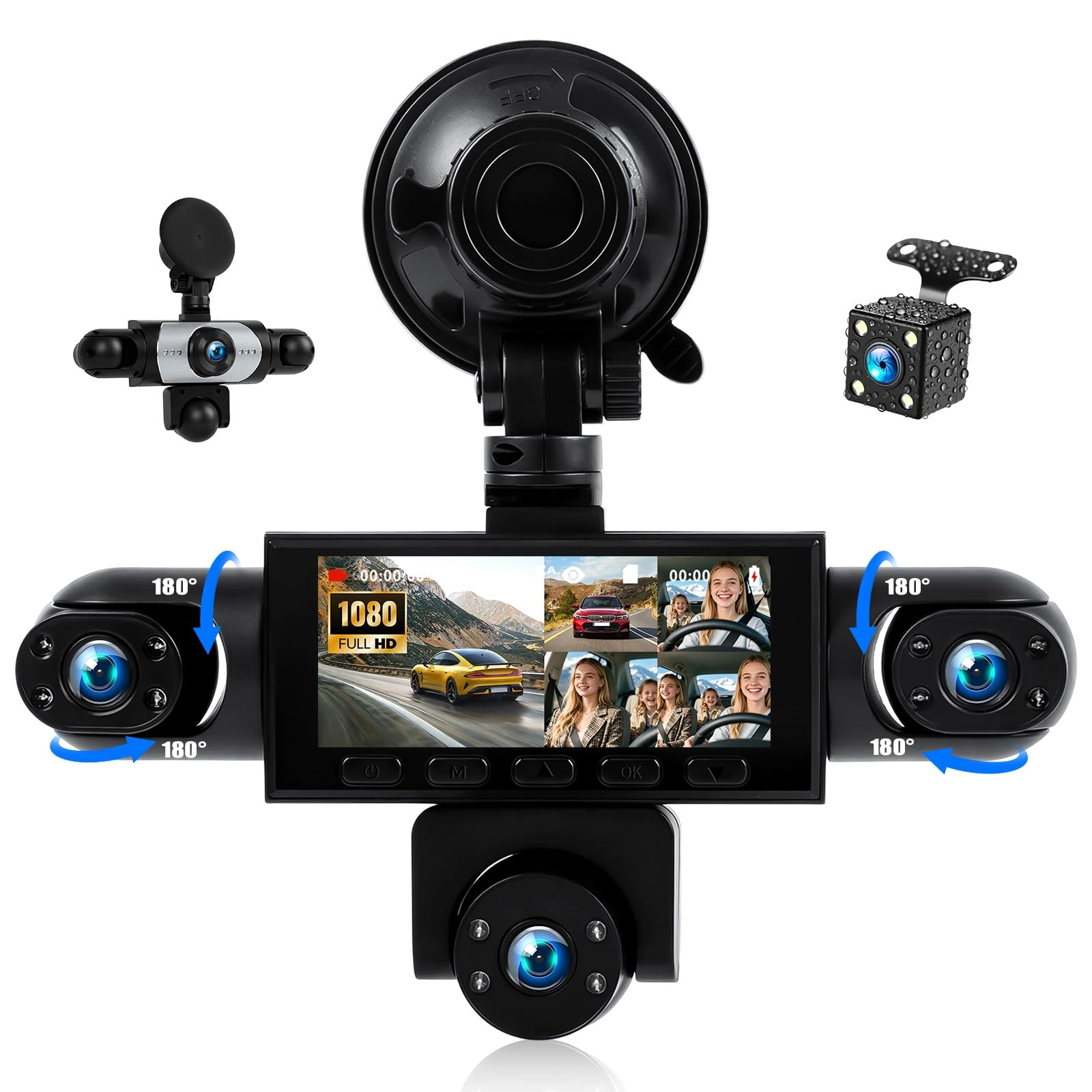 OiLiehu 5 Channel Dash Cam - 1080P + 4 x 480P