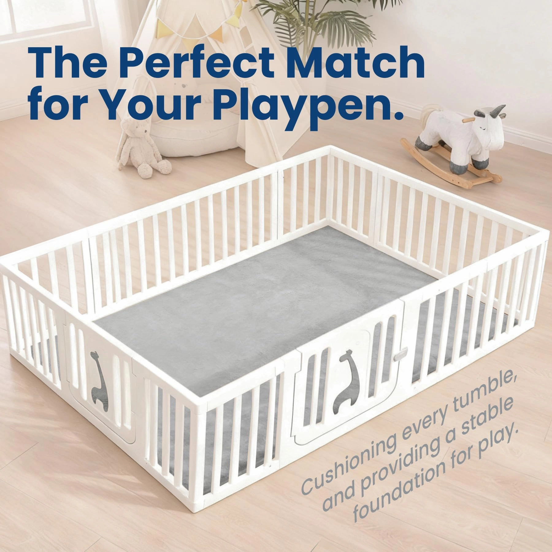 Baby Play Mat - 59"×71" 1.3" Thick Light Grey