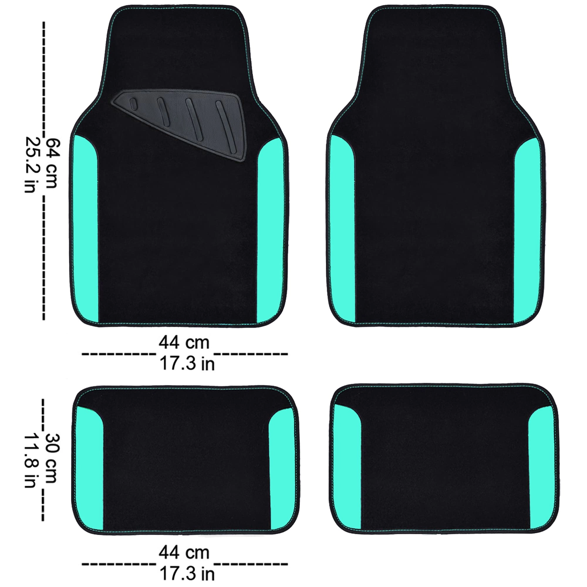 Universal Fit Car Floor Mats - Set of 4pcs Black and Burgundy