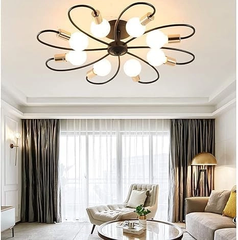 151 Chandelier - 8 E27 Golden and Black
