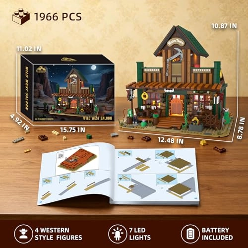 Wild Western Tavern Lighting Building Set - 1966 pcs
