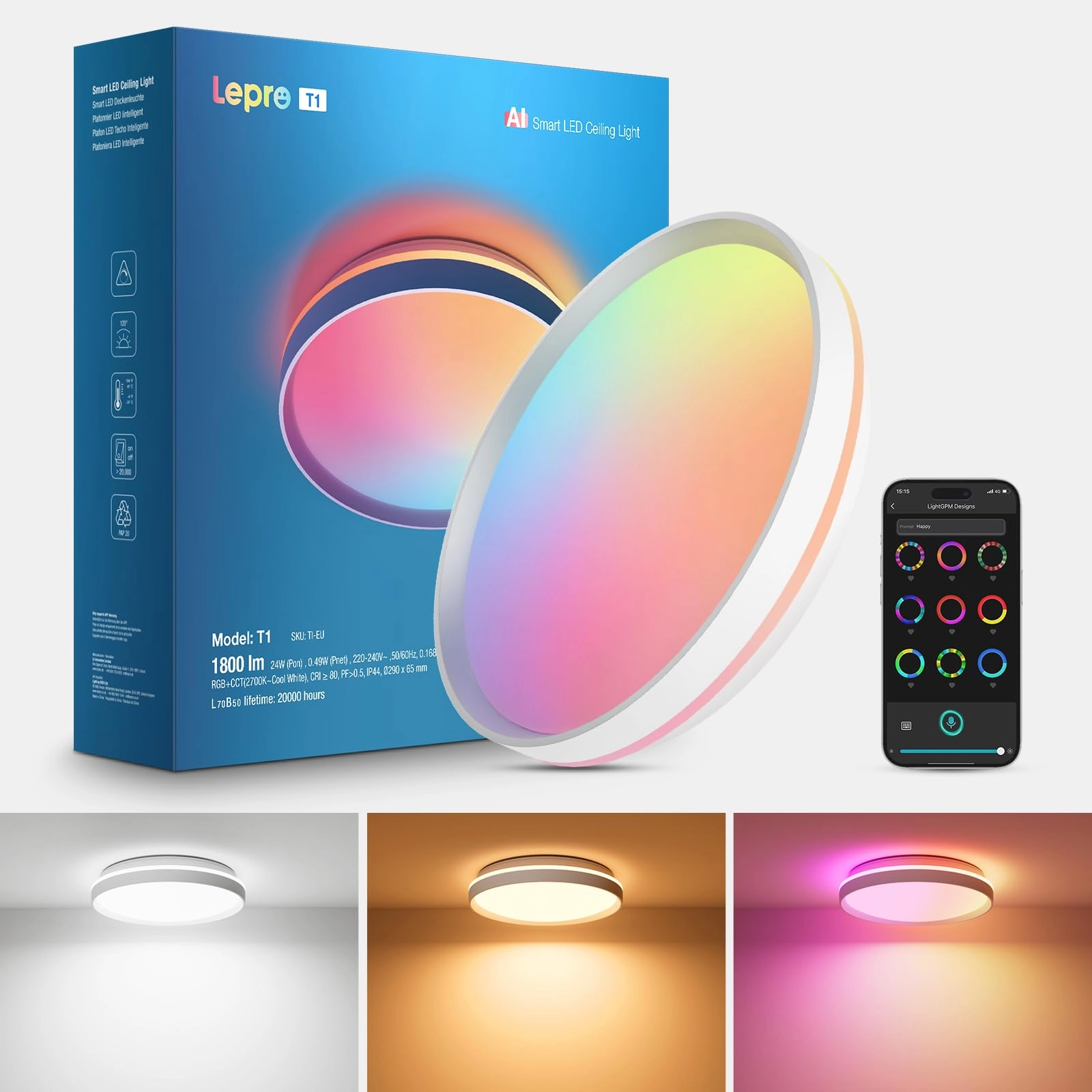 Lepro T1-EU - 2700K to 5700K Dimmable