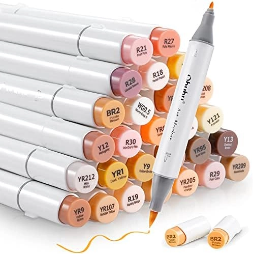 Ohuhu Brush Markers Skin Tone - 36 Skin Colors BRUSH and FINE