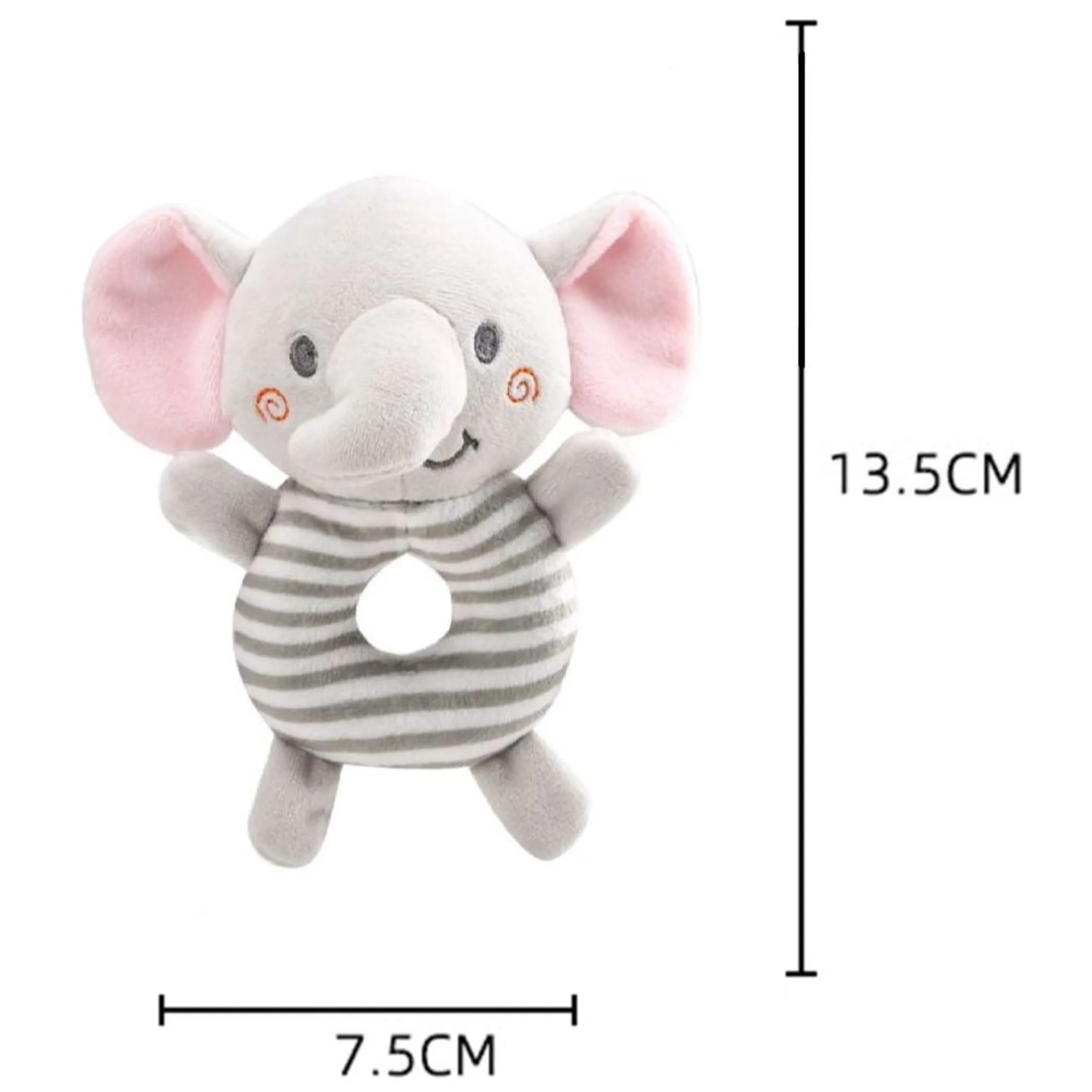 Baby Crib Soft Stuffed Rattle Pacifying Toy - Suitable for 3 months and above soft plush Elephant