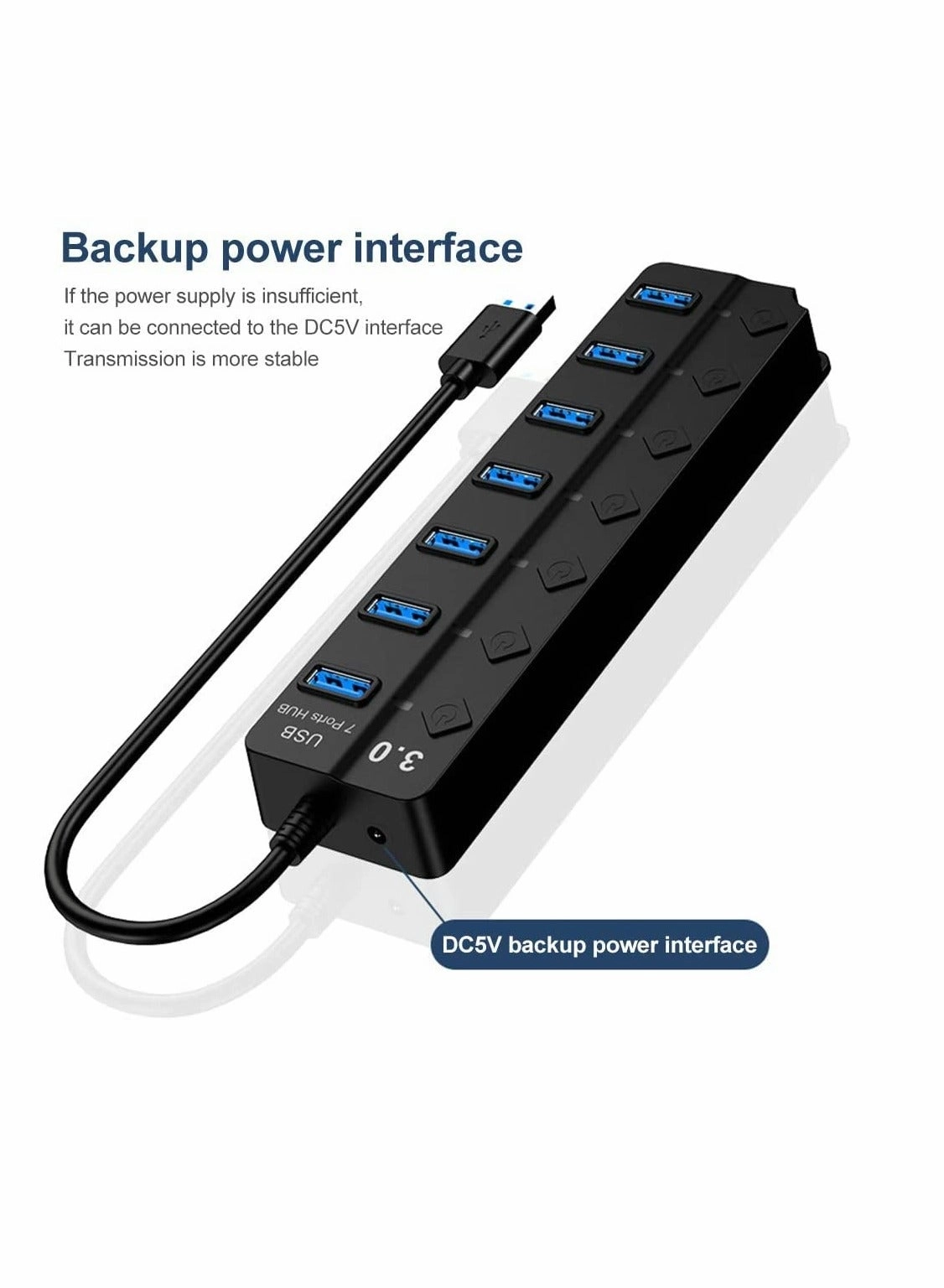 USB 3.0 Hub - 10W Power Adapter 1 Port USB 3.0 6 Port USB 2.0