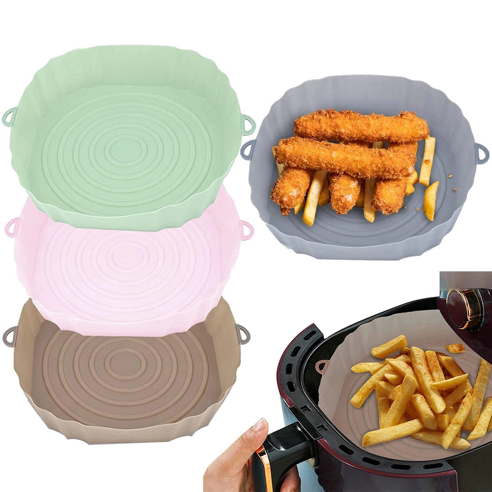 ZZWYF Air Fryer Basket - Food Grade Silicone 5 Pcs