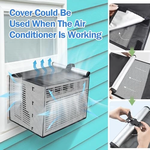 Window Air Conditioner Cover - 27.5"W x 22.5"D x 18.5"H Black Ventilated mesh