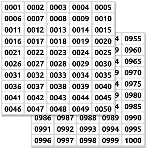 MZA STORES Consecutive Number Inventory Labels - 1000 1.5" x 0.75"