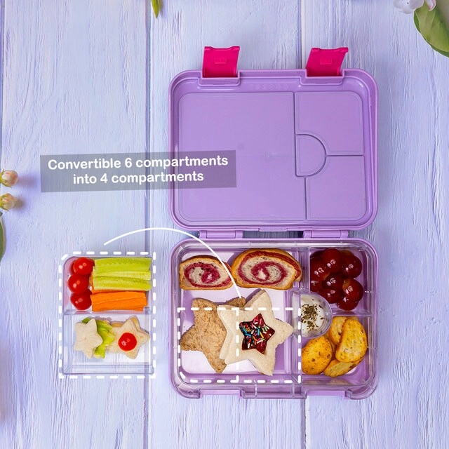 Bento Box - 5 & 4 Convertible Compartment + Insulated Lunch Bag - Insulated + Sandwich Cutter + Fruit Picks - 10 Animal Shaped
