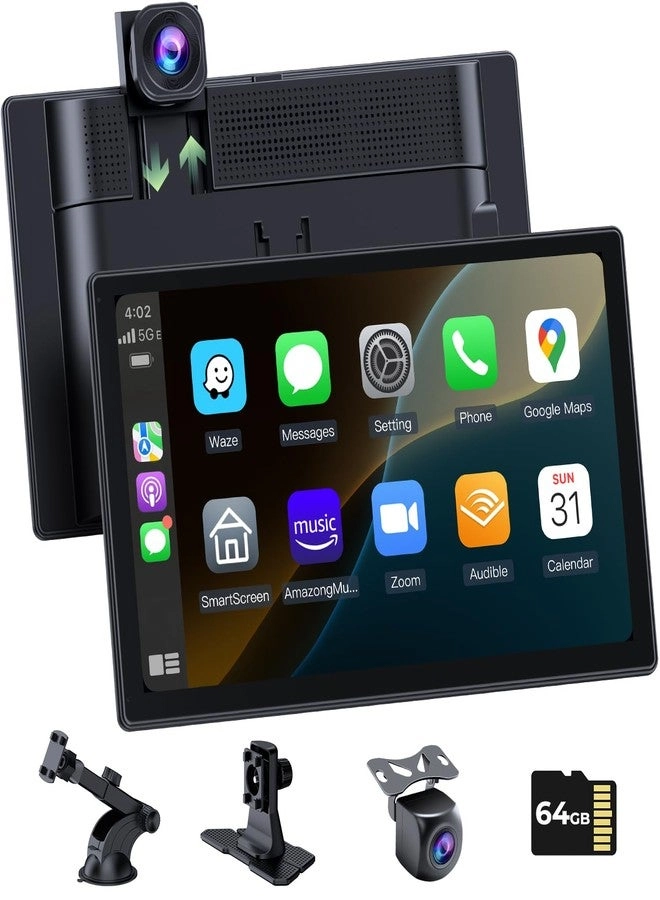 aphqua Carplay Screen + Android Auto Screen + Dash Cam - 4K + Backup Camera + Portable Screen - 9" HD IPS