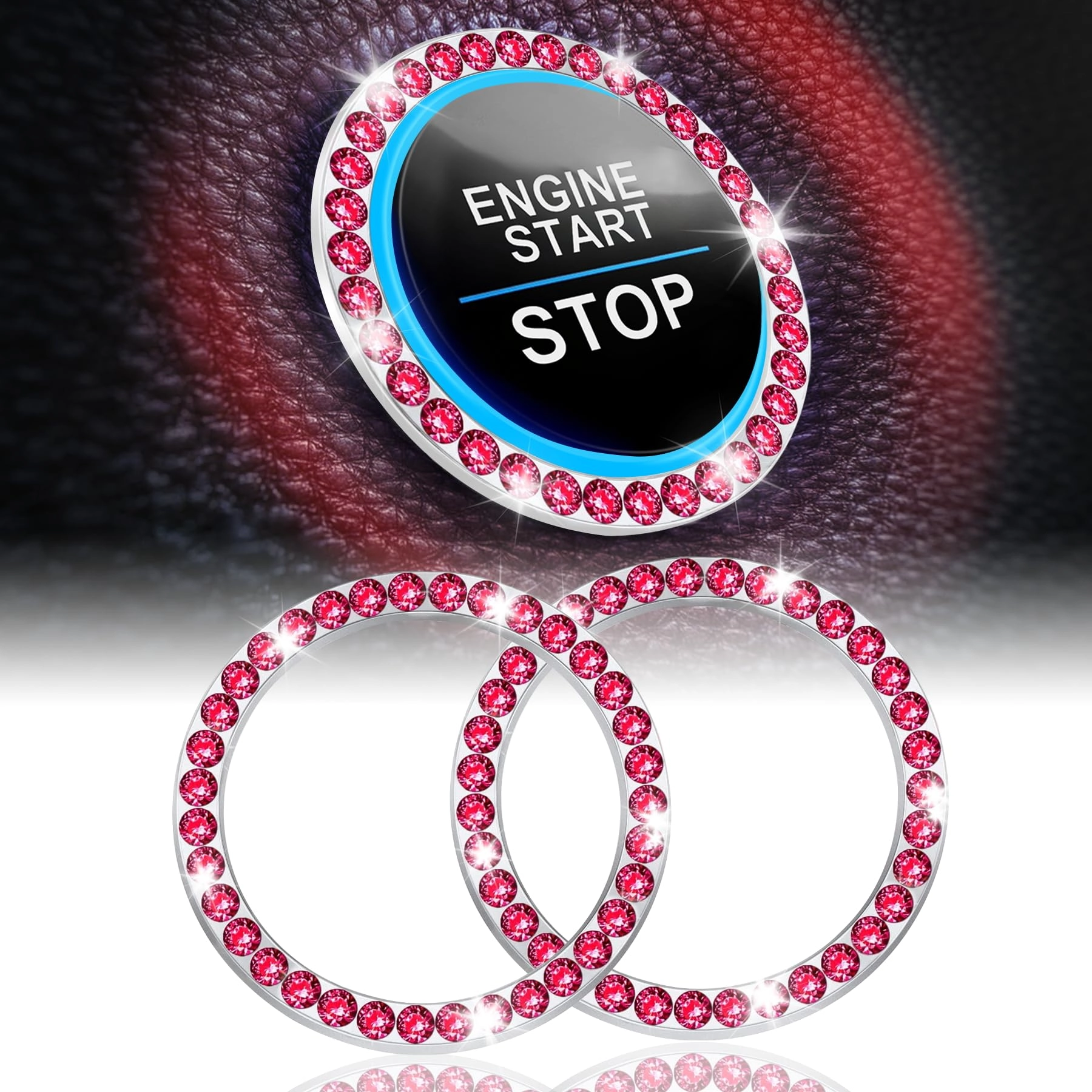 LivTee Crystal Combinatorial Rhinestone Car Engine Start Decoration Ring