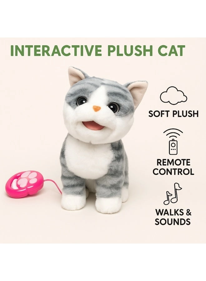Walking & Singing Cat Toy - Remote Control Plush Battery Operated