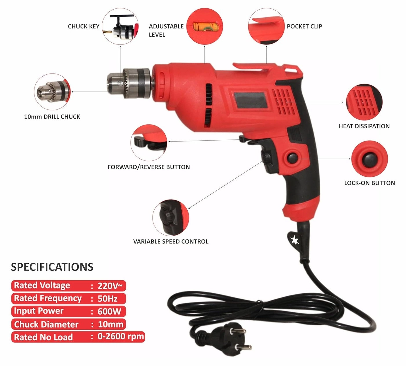 Electric Drilling Tool - 10MM Reversible