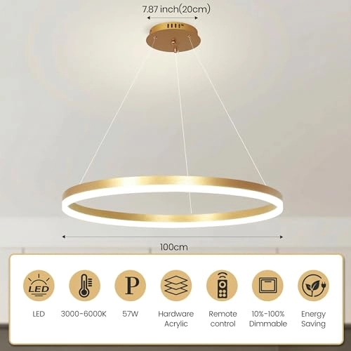 Modern Round LED Chandelier - 3000K–4000K–6000K Dimmable
