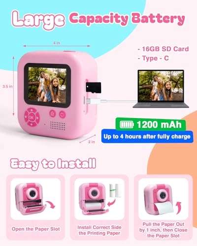 Kid's Instant Print Camera - 16GB 1080P