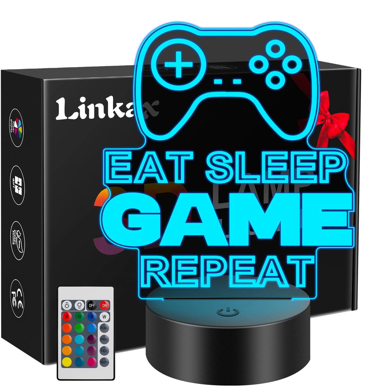 3D Illusion Football Night Light - USB Battery 16 Colors