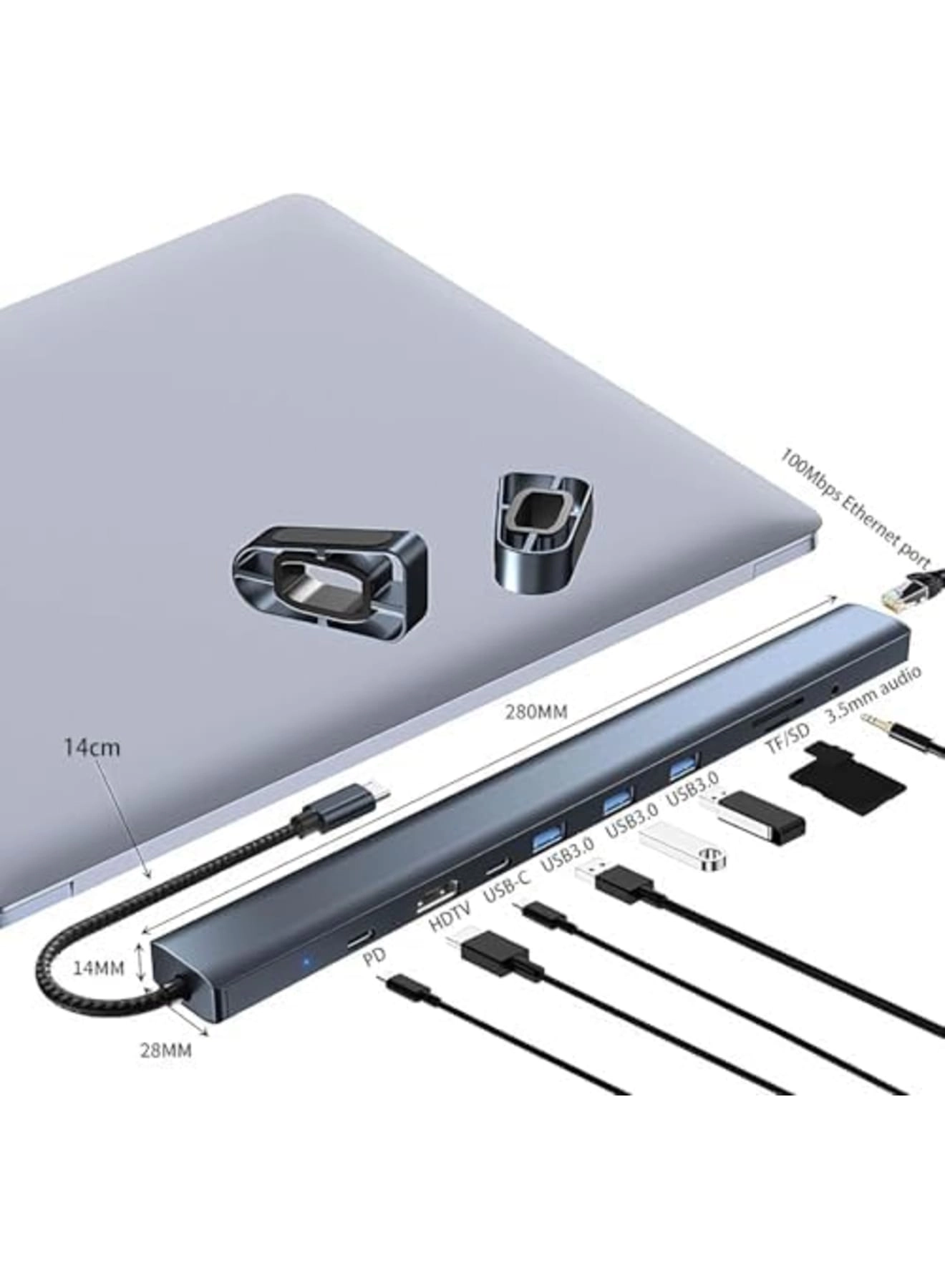 USB C Hub - USB-C MacBook Pro/Air, Dell, HP, Lenovo