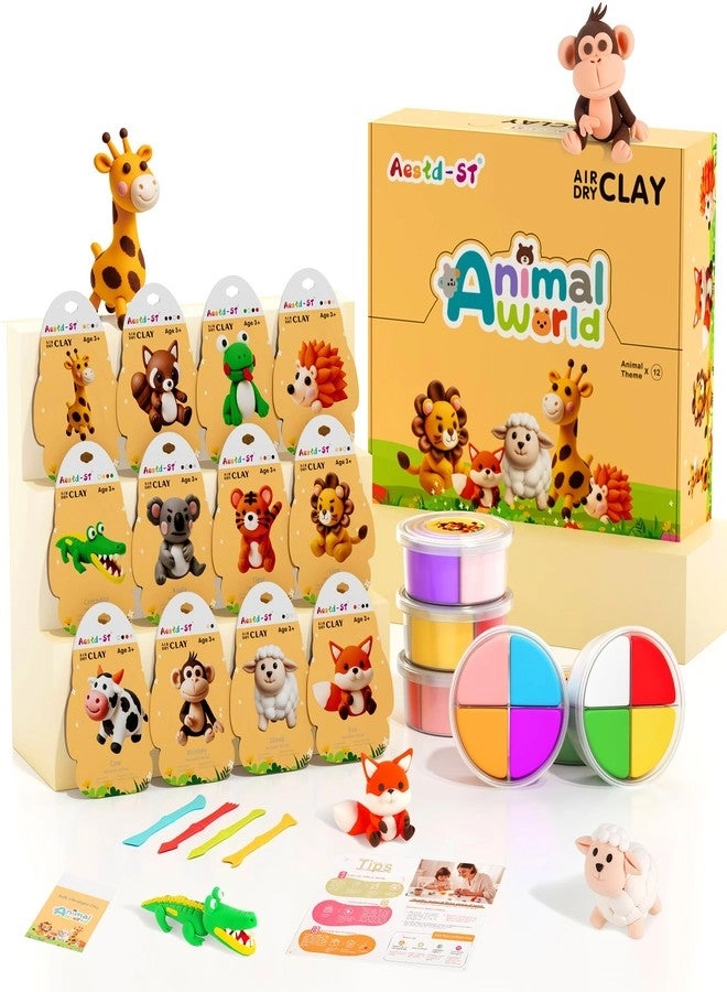 Aestd-ST Air Dry Clay Kit - Animal Theme Ultra Light 12pcs.