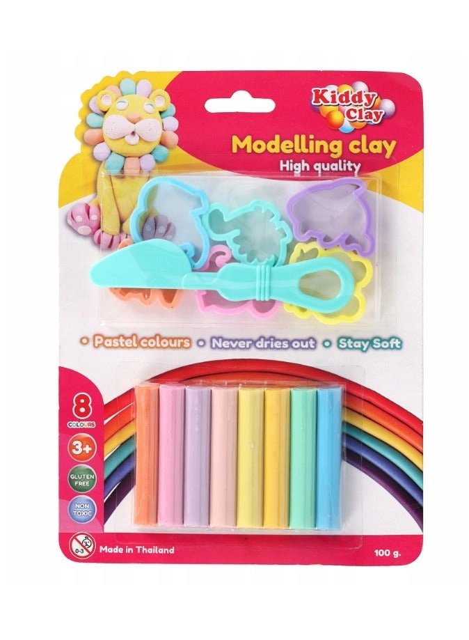 Fun & Fun Kiddy Clay - 8 pcs + Molds - 6 pcs + Knife 15 pcs.
