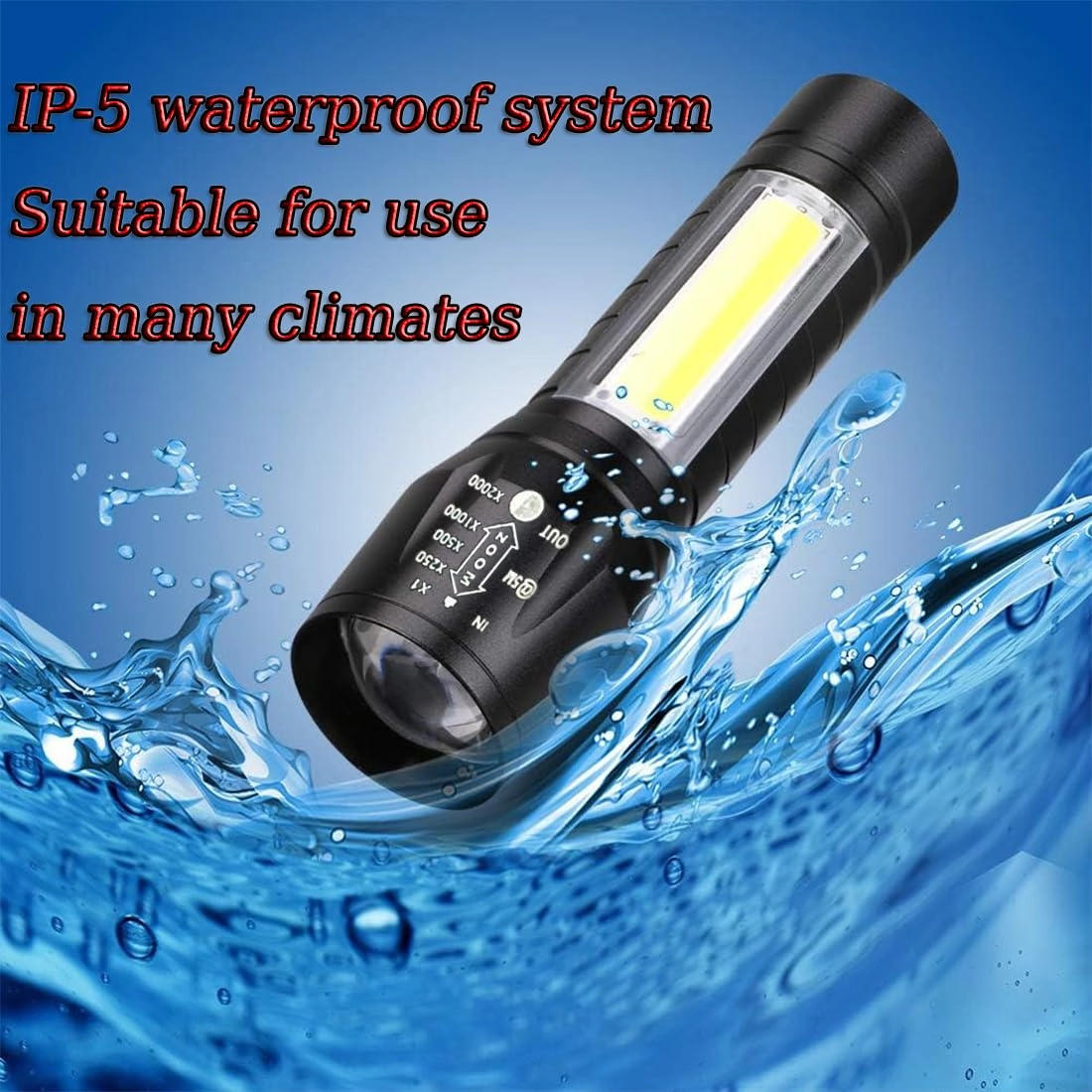 Emergency Handheld Flashlight - USB Rechargeable 3 Modes 1000lm
