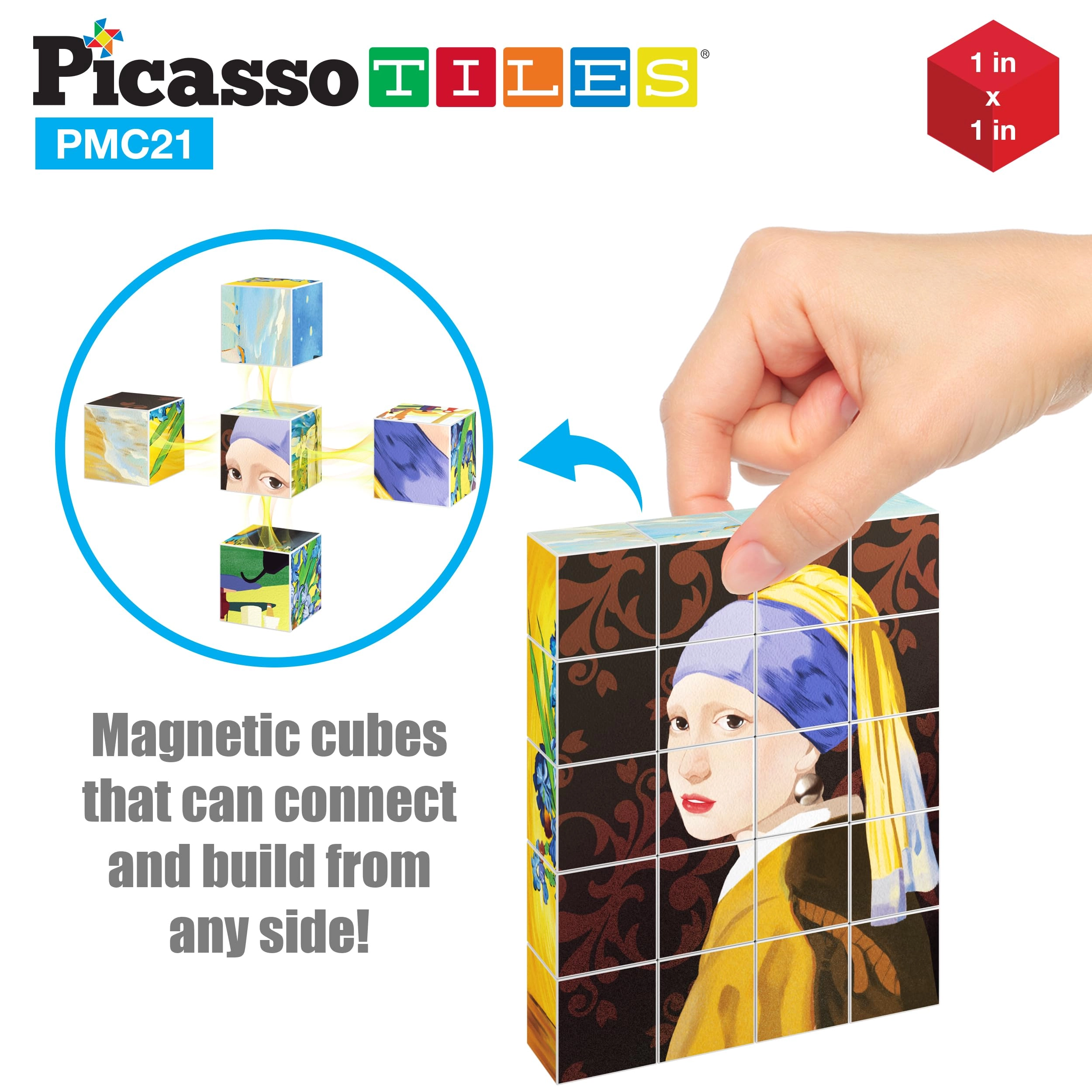 Magnetic Puzzle Building Cubes Art - 3 years+ 21 pieces