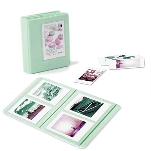 Mini 12 Camera Case - Mint Green + Mini Photo Album - 64 Pockets + Acrylic Photo Frame - 5 Colors + Wall Hang Frames + Film Frames + Border Stickers + Corner Stickers