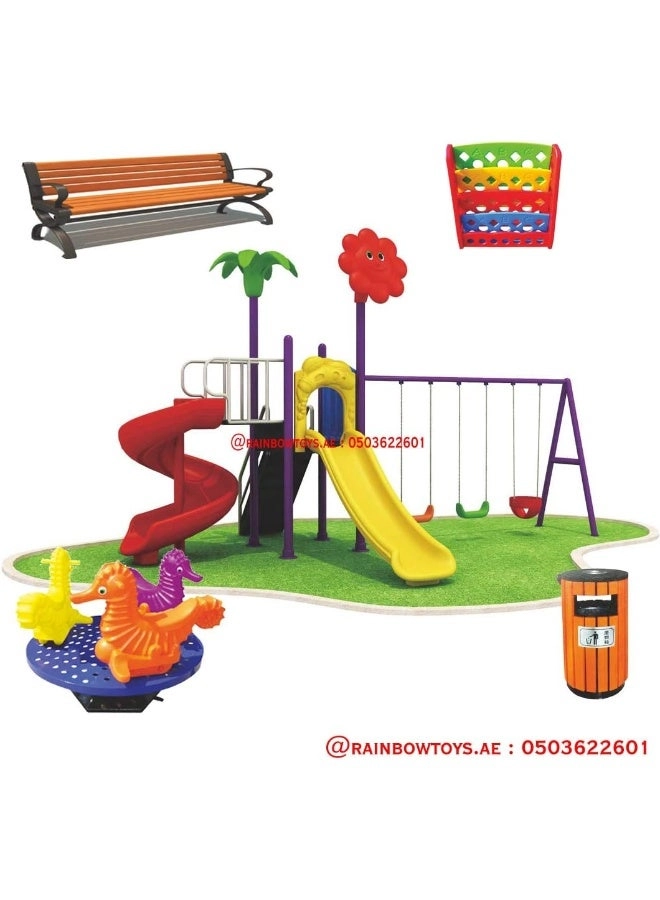 Multi Purpose Kids Outdoor Playing Equipments - 770x320x280cm 2+ Years