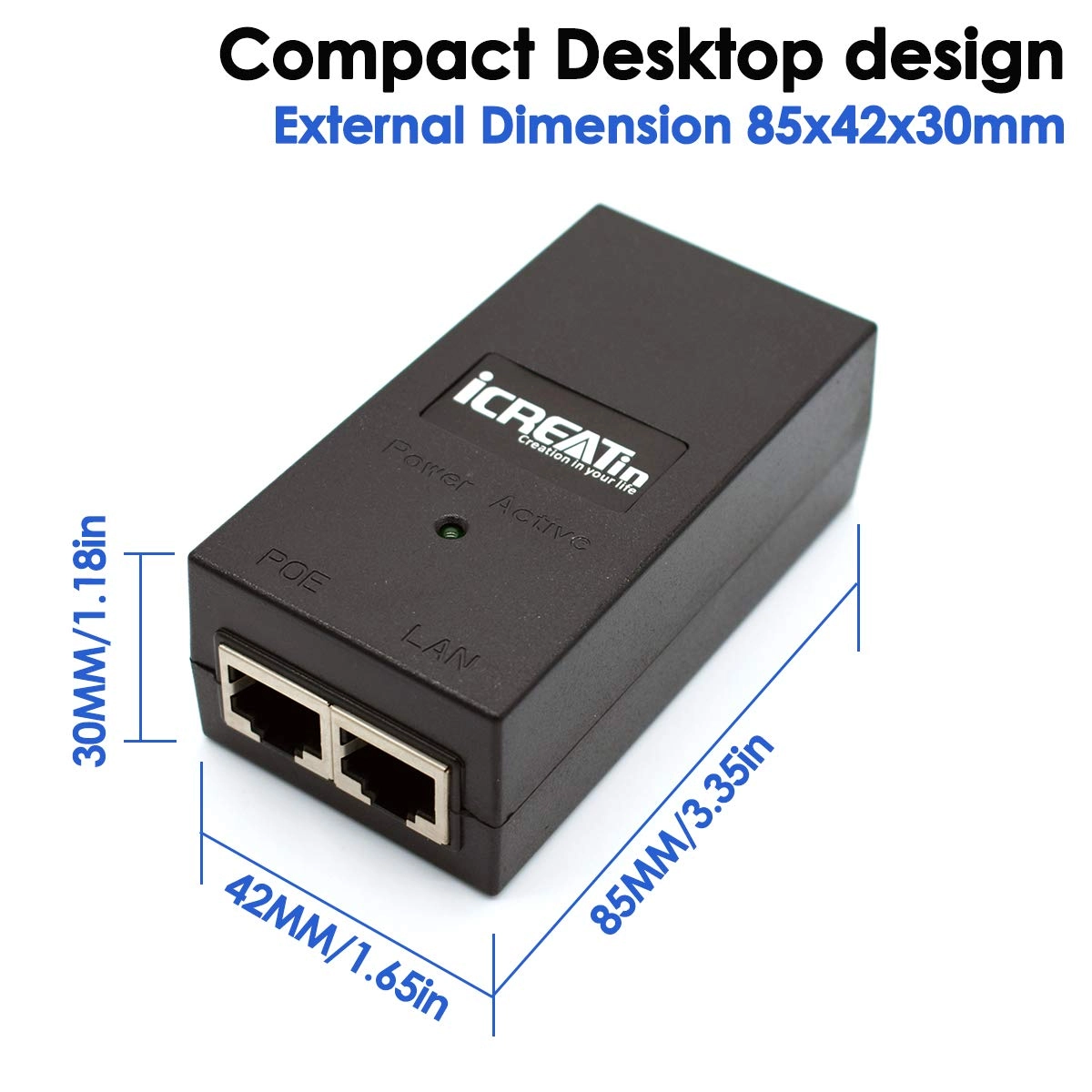 Gigabit POE Injector - 48-52V 15.4W 2 ports