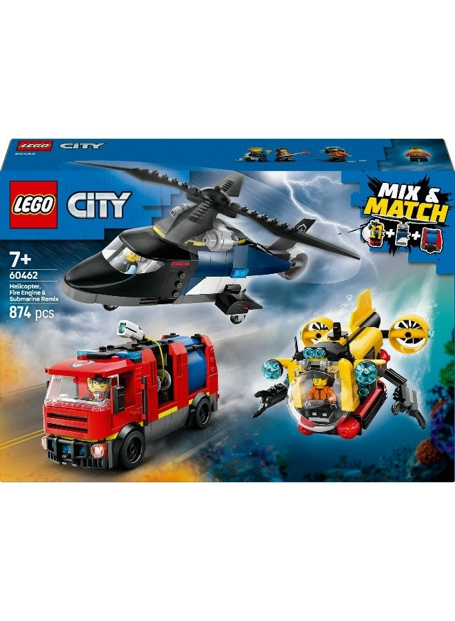 City 3in1 Helicopter, Fire Truck & Submarine Remix (60462)