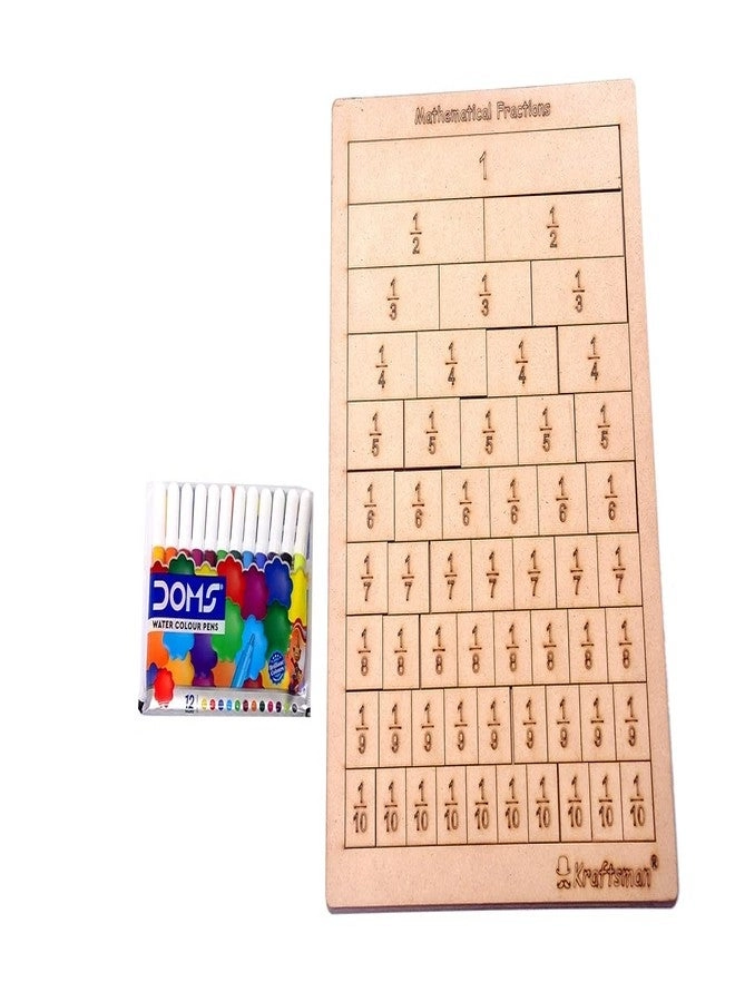 Mathematics Fractions Learning - Strips and Bars Puzzle Board Color kit Included