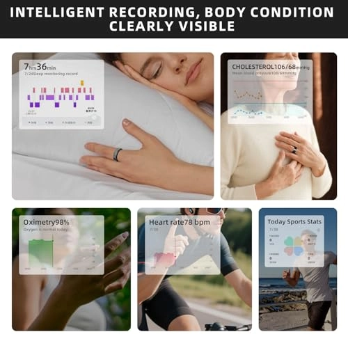 Smart Fitness Ring - Titanium 40+ Days Battery Life Rose Gold