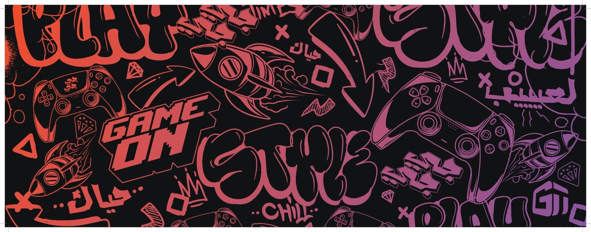 Graffiti Polyester Gaming Mouse Pad - 80x30 cm