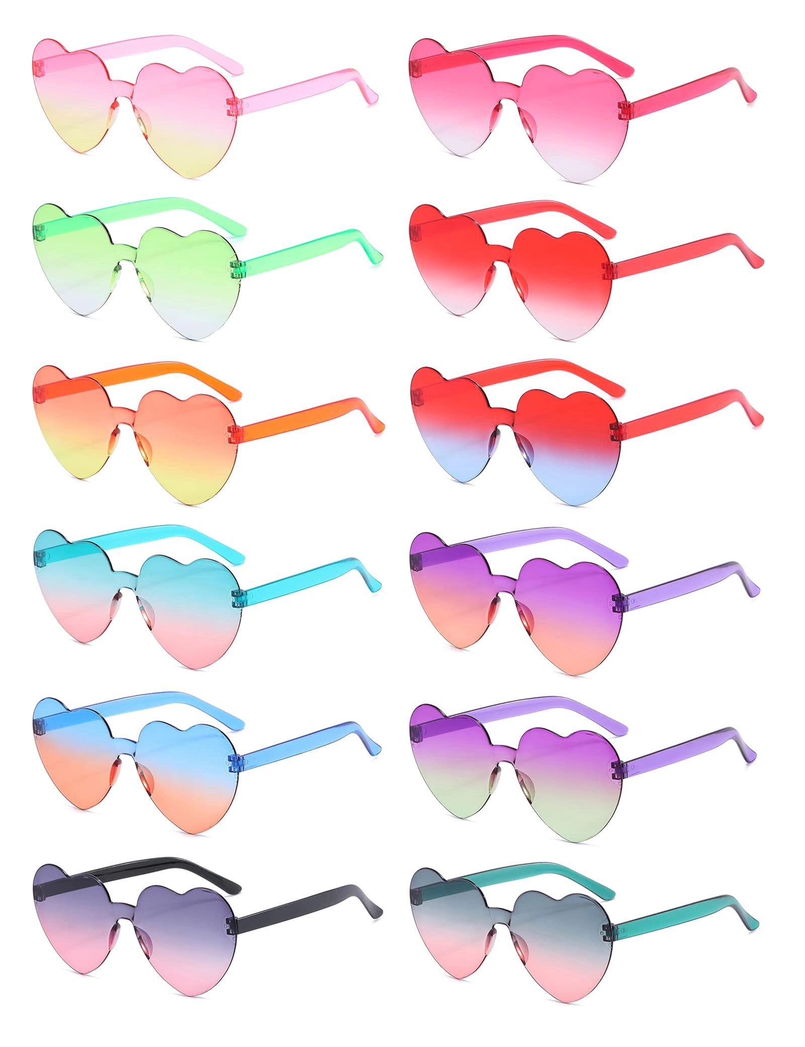 liuliubty Heart Shaped Sunglasses - 12 Gradient Colors