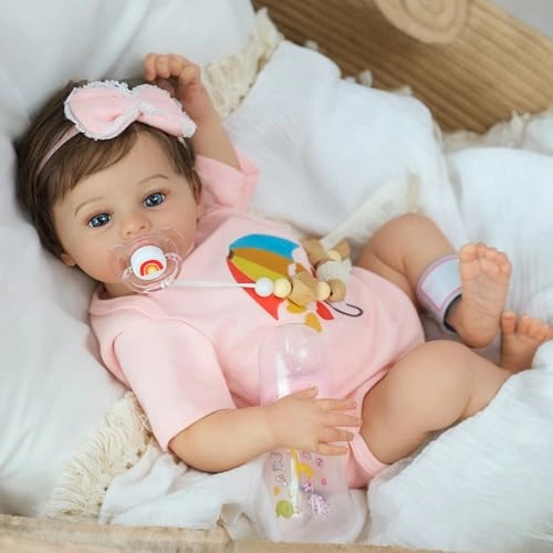 SCOM Meadow Reborn Baby Doll - 18 Inch Cloth Body Vinyl Limbs Girl Newborn Ages 3+