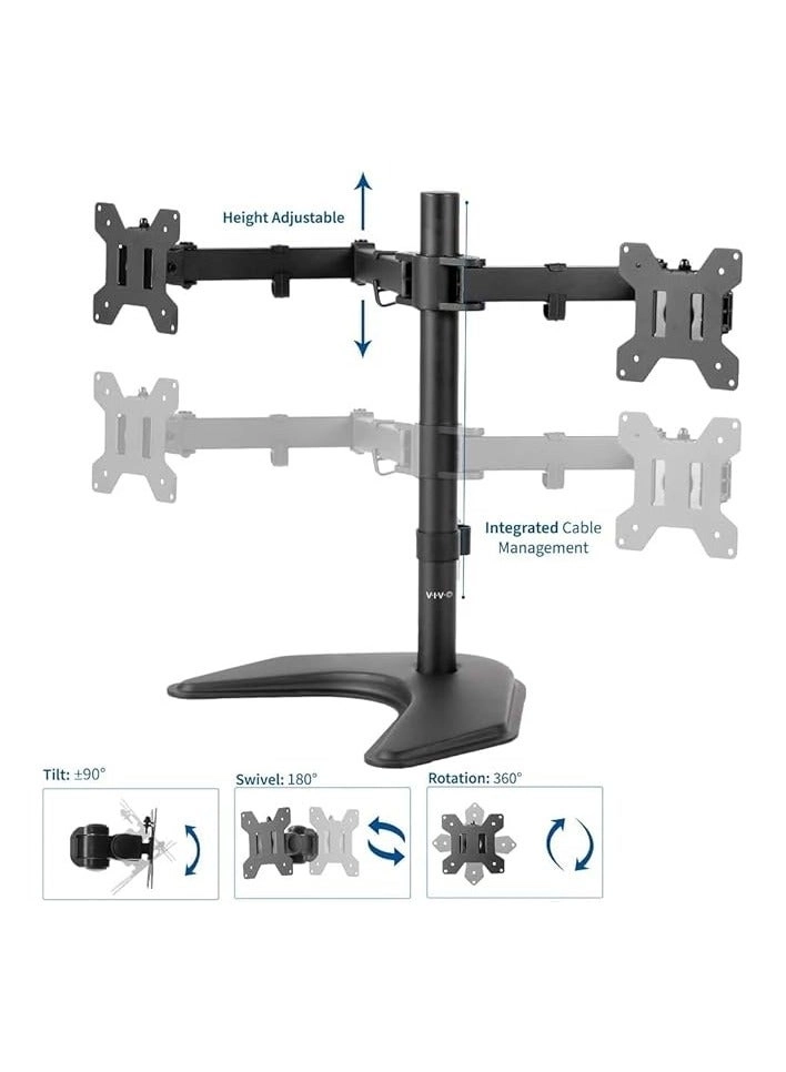 Dual Monitor Stand - 32 Inch 75mm x 75mm or 100mm x 100mm