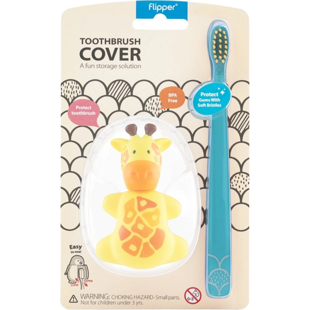 Flipper Toothbrush Cover - Yellow + Soft Bristle Toothbrush - Soft