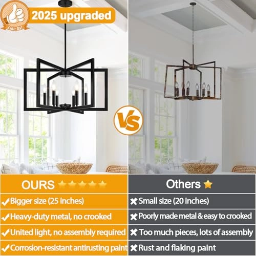 6-Light Chandelier - 25.2" to 61.2"