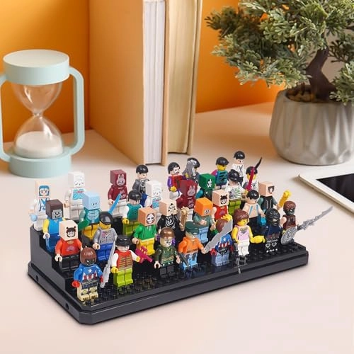 Minifigure Display Stand - 4-Tier Holds 38 Figures Black Pack