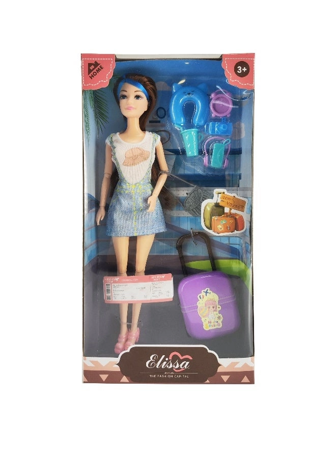 Elissa Fashion Doll Home Travel - 11.5" long black with blue highlight hair Ages 3+