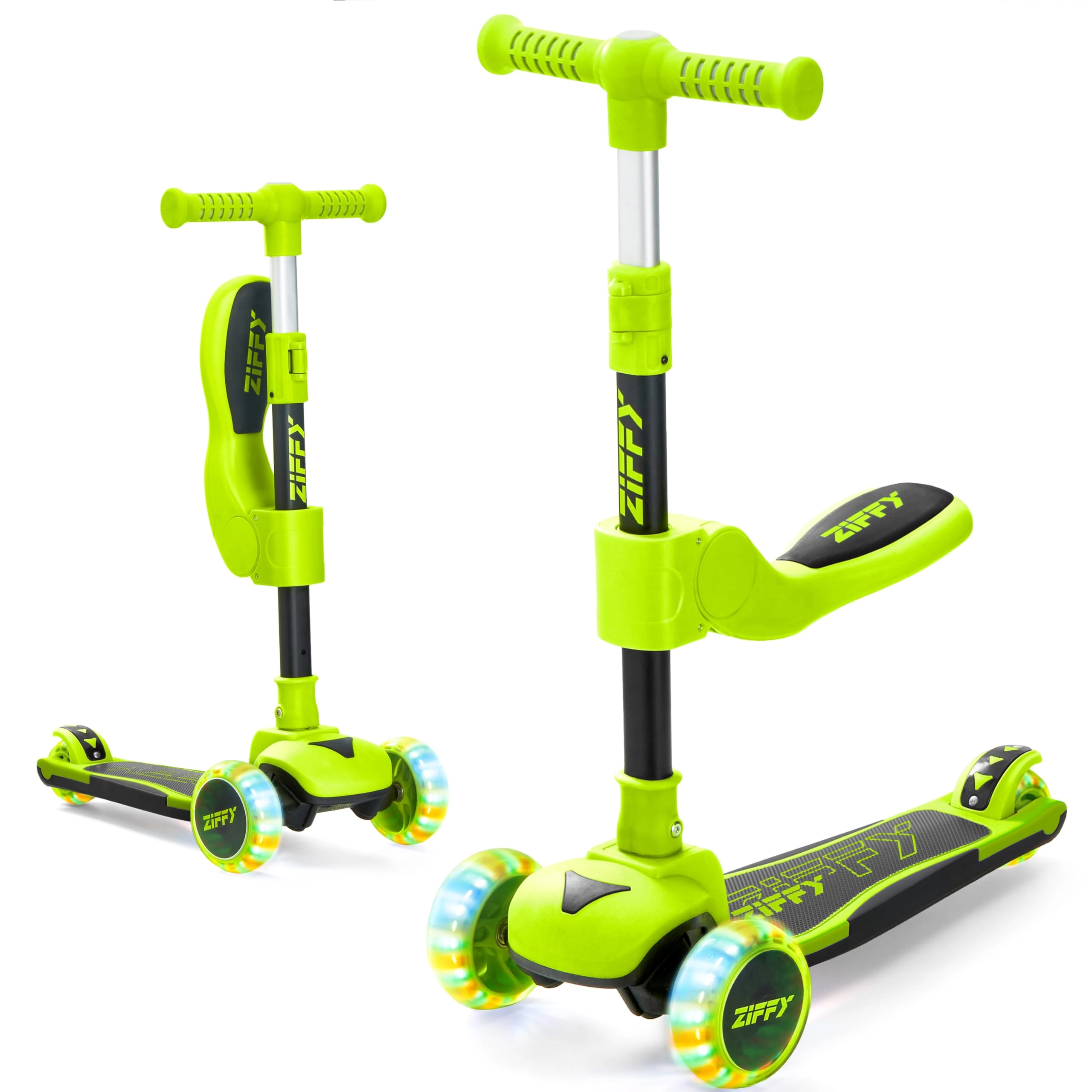 JOVA US INC 2-in-1 Toddler 3-Wheel Kick Scooter – LED Foldable + Seat