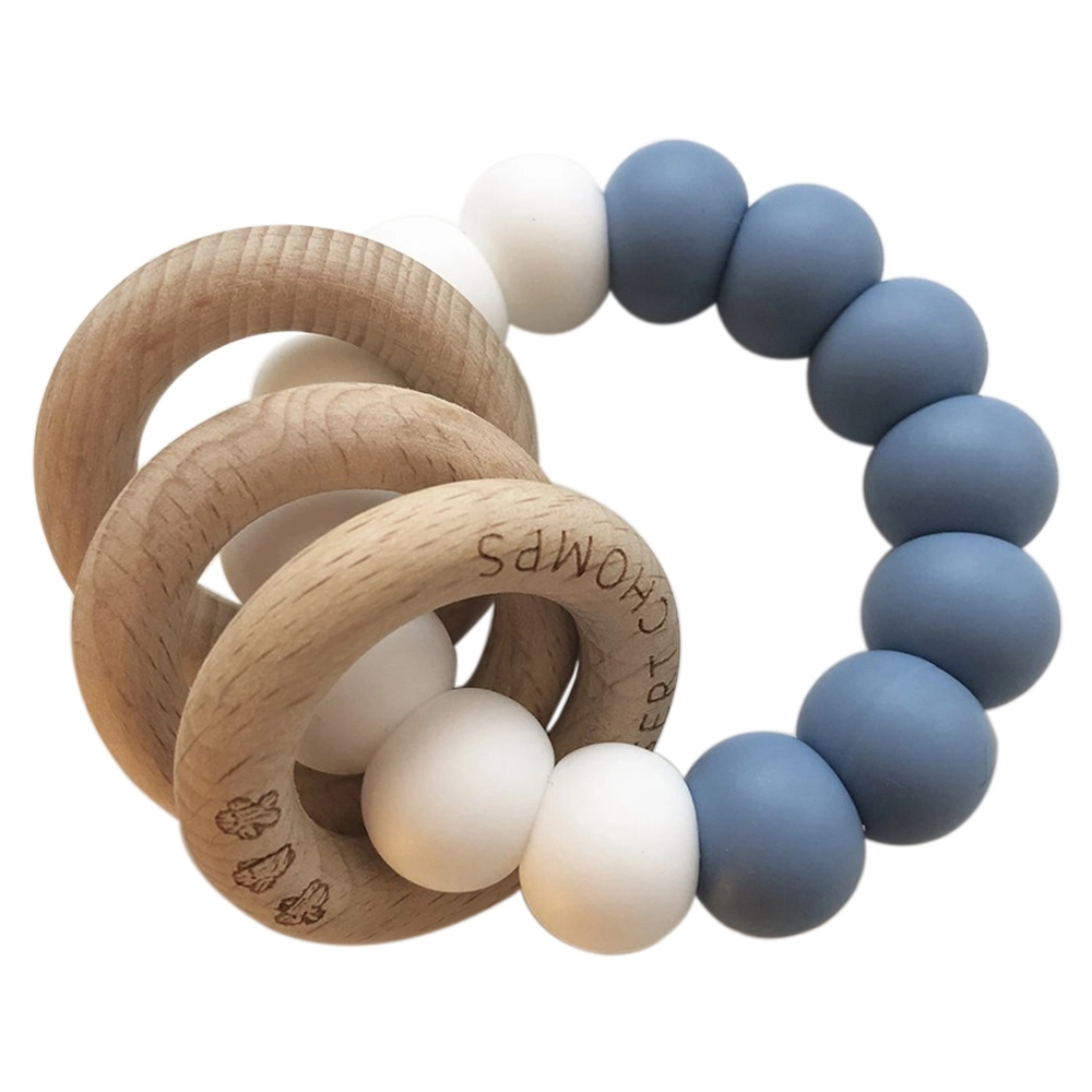Trio Rattle Teether - Beech Wood soft silicone