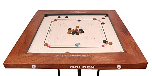 Golden Carrom Board - 32mm Coins Striker & Cover