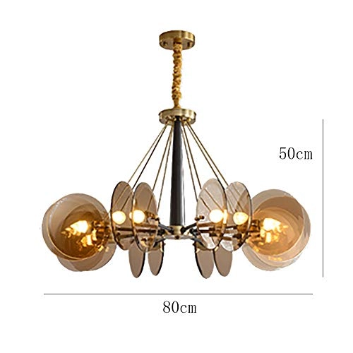E14 Nordic Post-modern Creative Glass Chandelier - 8 head Soot cover